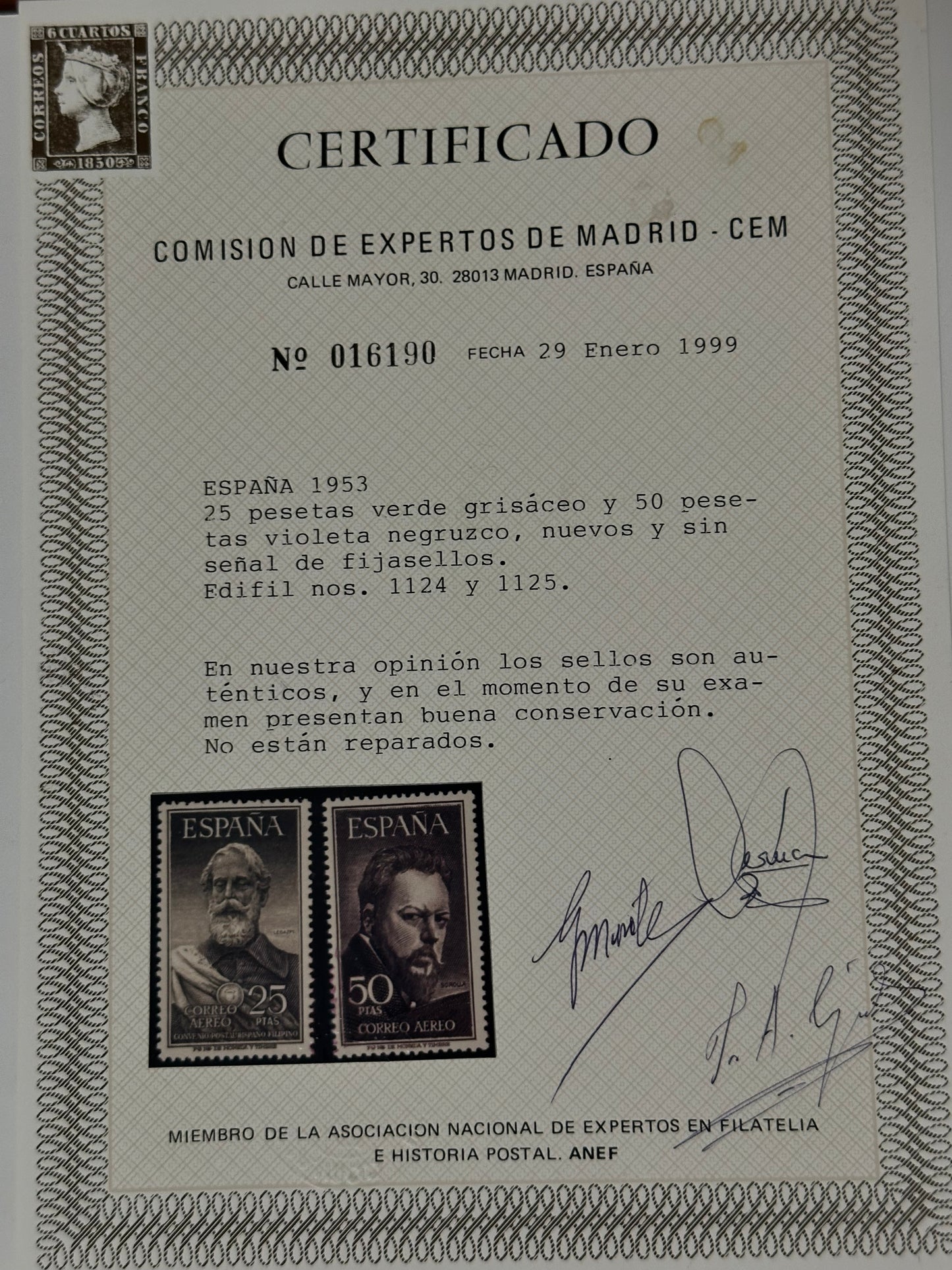 Edifil 1124 y 1125 Legazpi y Sorolla 1953