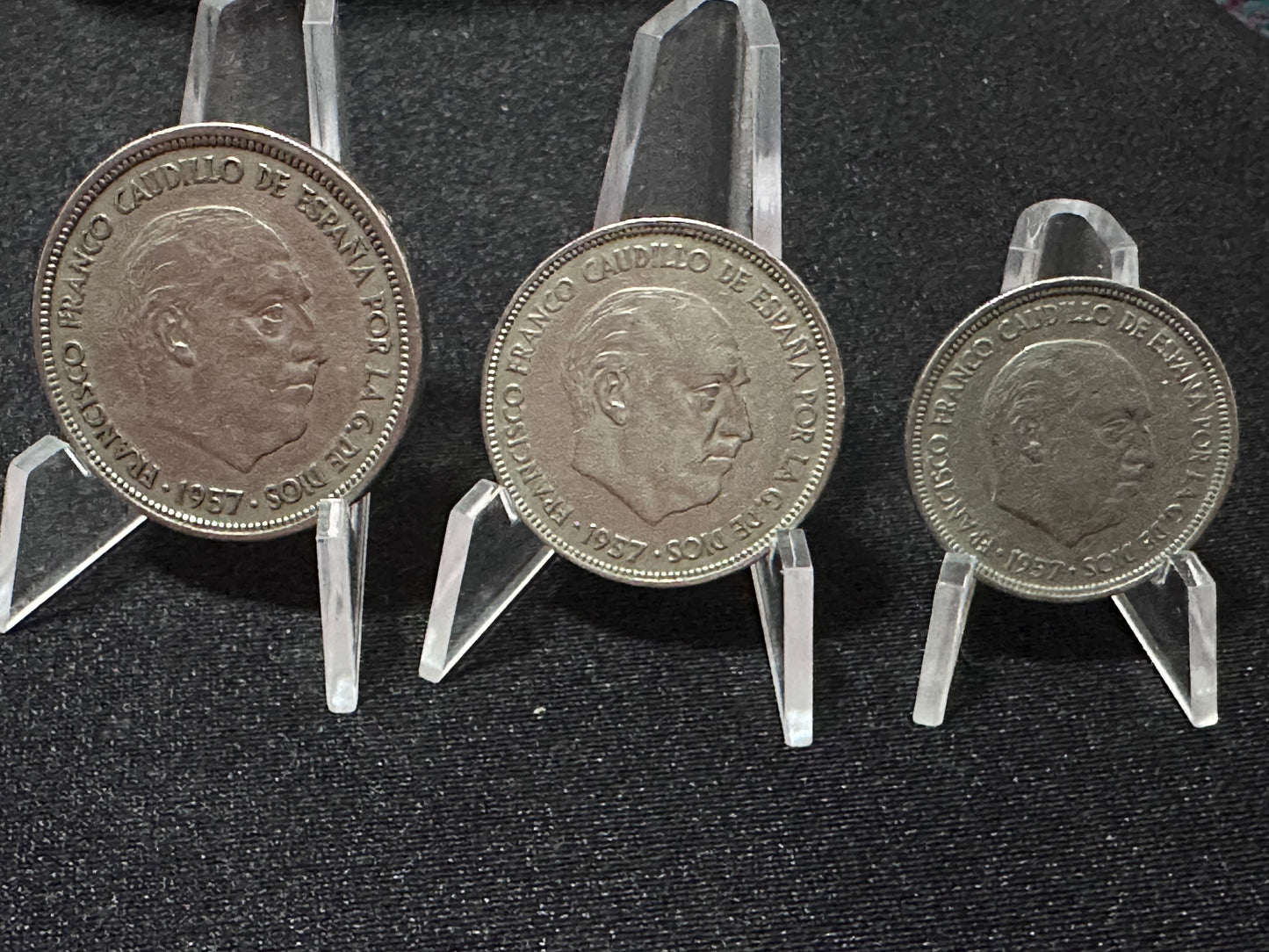 5, 25 y 50 pesetas Franco 1957 B.A
