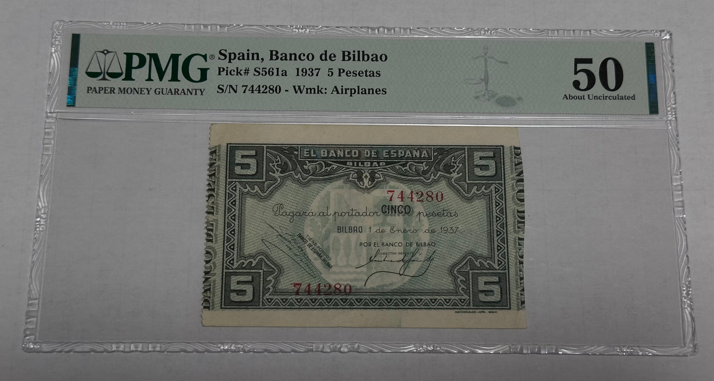 Billete 5 pesetas 1937 Bilbao