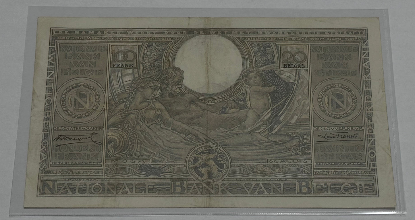 Billete de 100 Francs Bélgica 1934