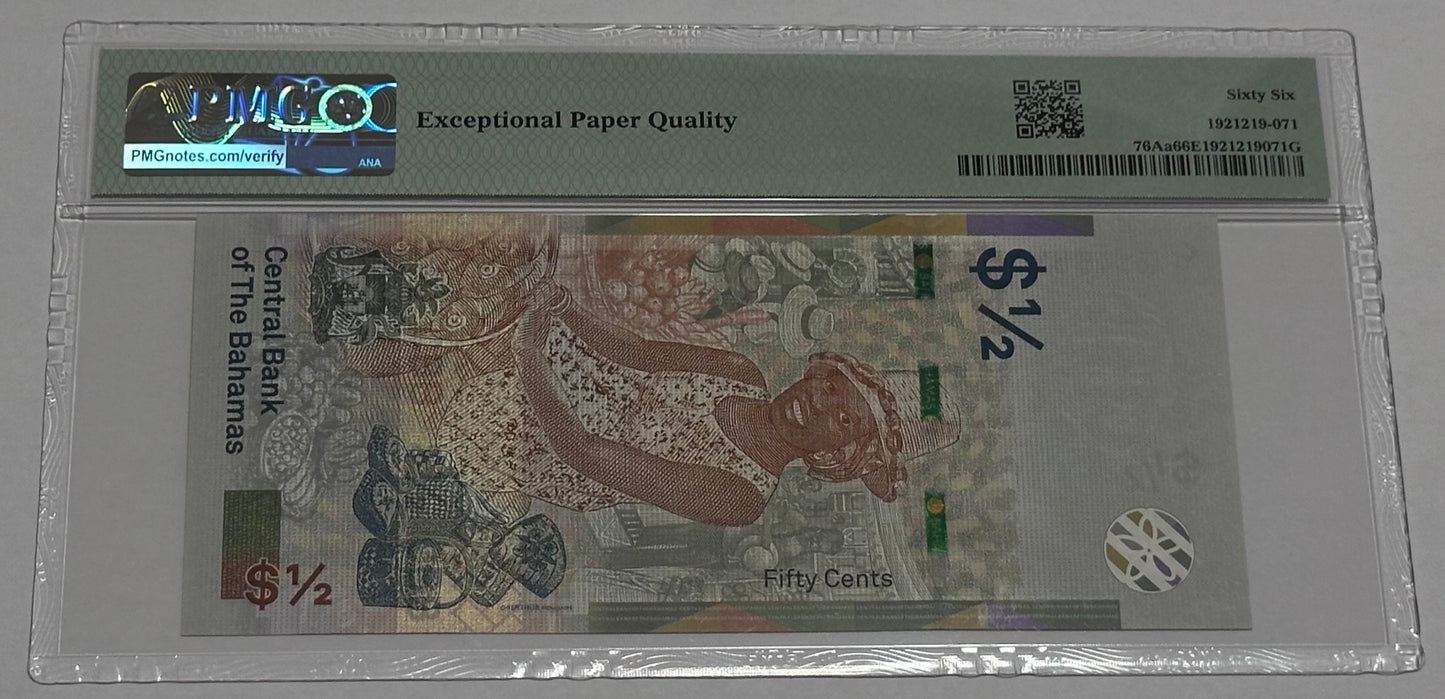 Billete de 1/2 Dollar 2019 Bahamas