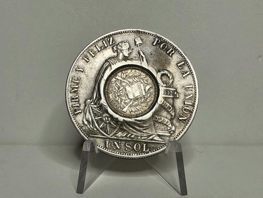 1 sol Peru 1892 con resello de Guatemala
