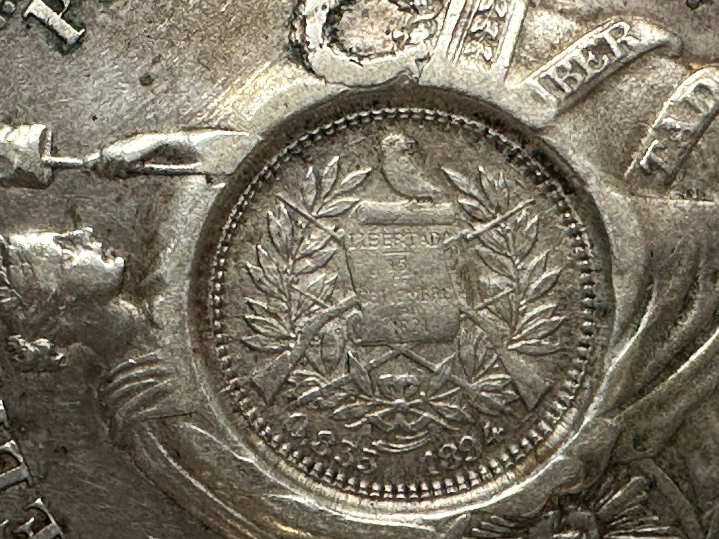 1 sol Peru 1892 con resello de Guatemala