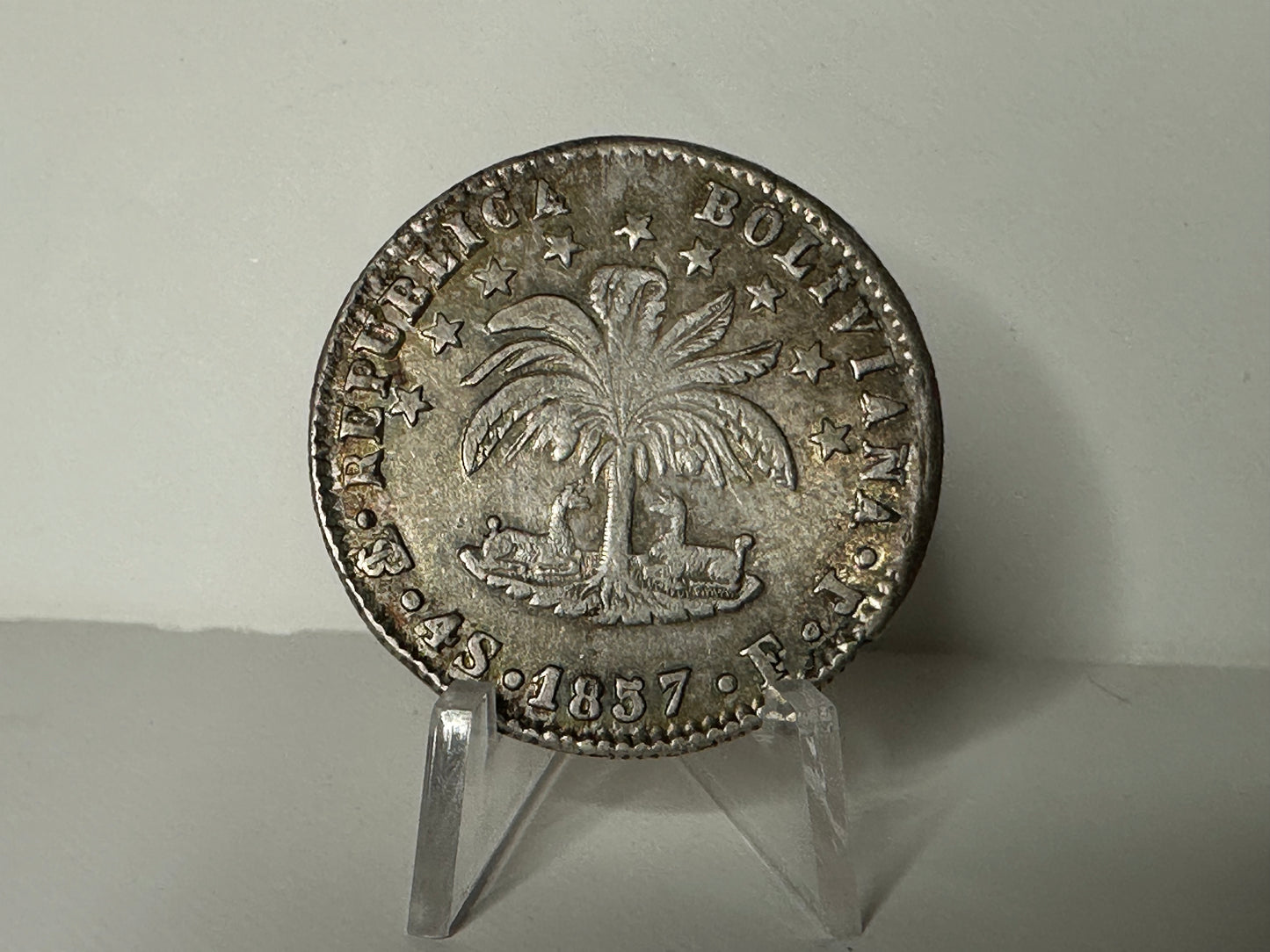 4 soles Bolivia 1857 F.J.