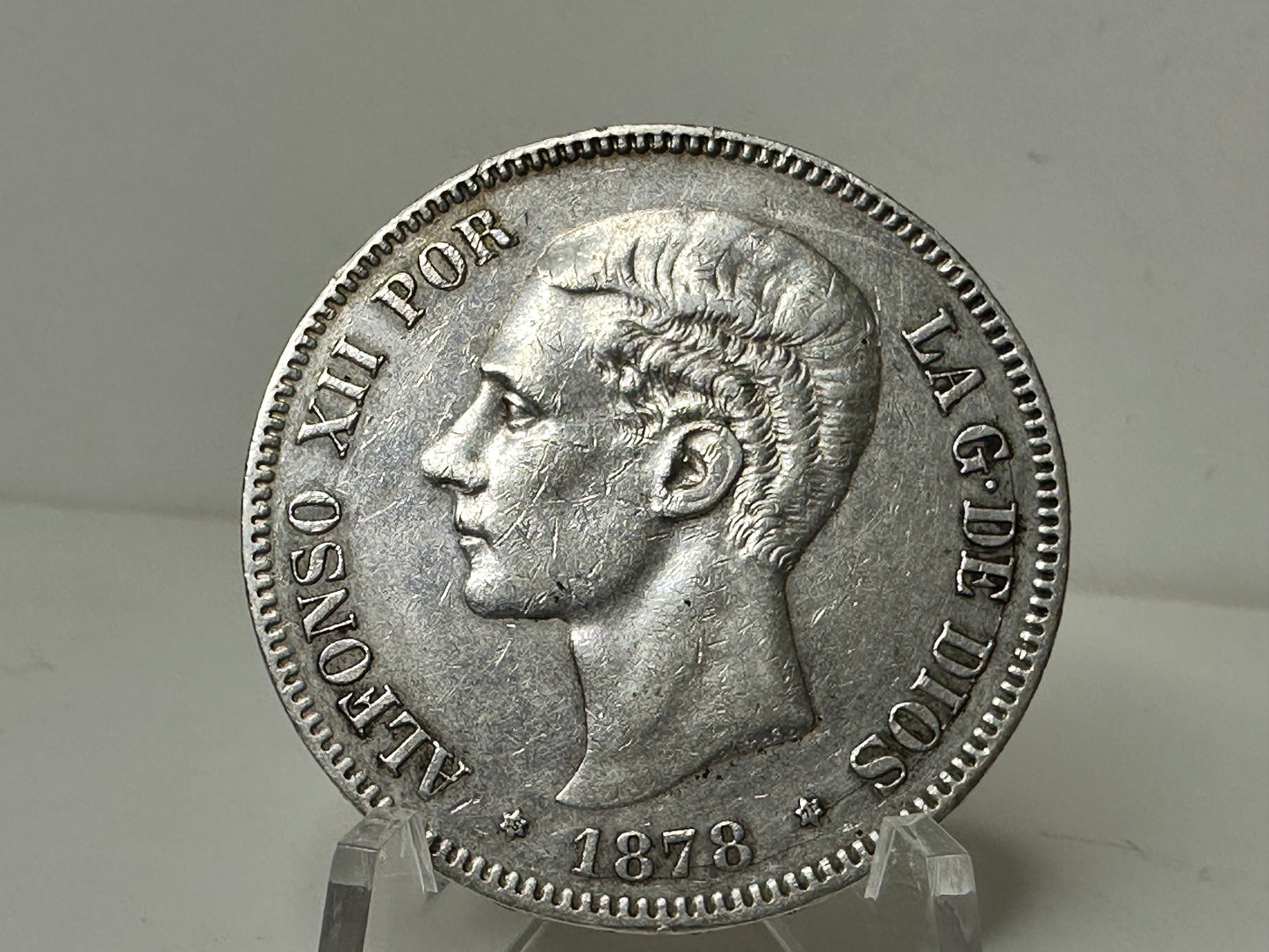 5 pesetas Alfonso XII 1878 oreja rayado