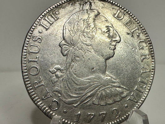 8 reales Carlos 3 1772 Mexico Invertidos