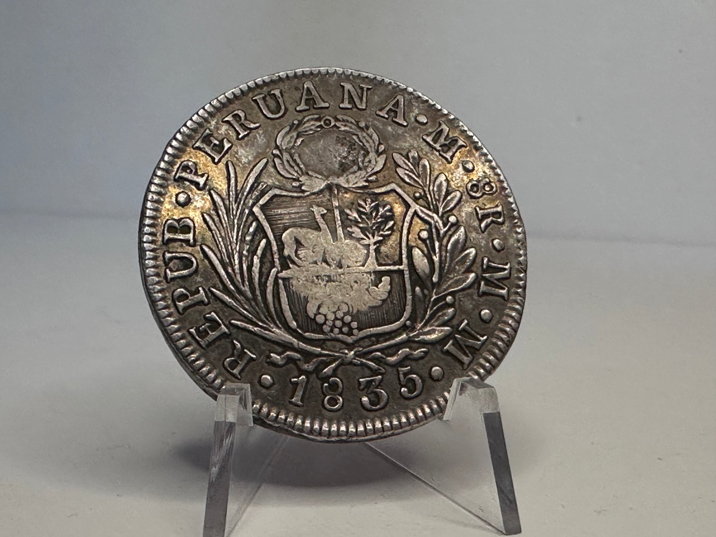 8 Reales 1835 Lima Resello Isabel II