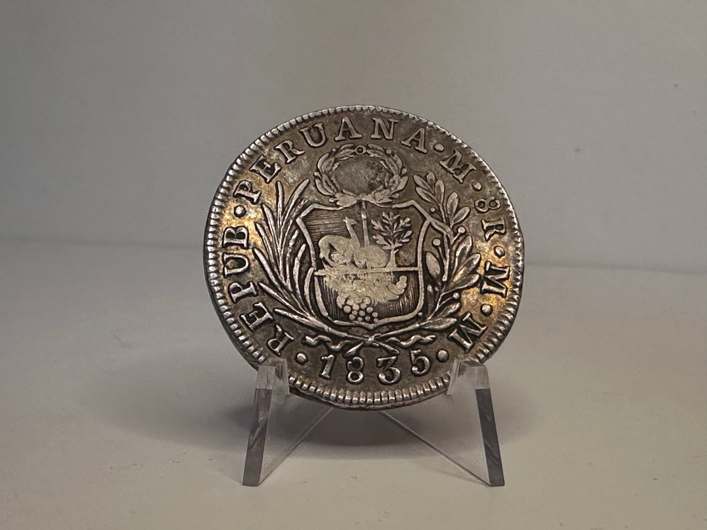 8 Reales 1835 Lima Resello Isabel II