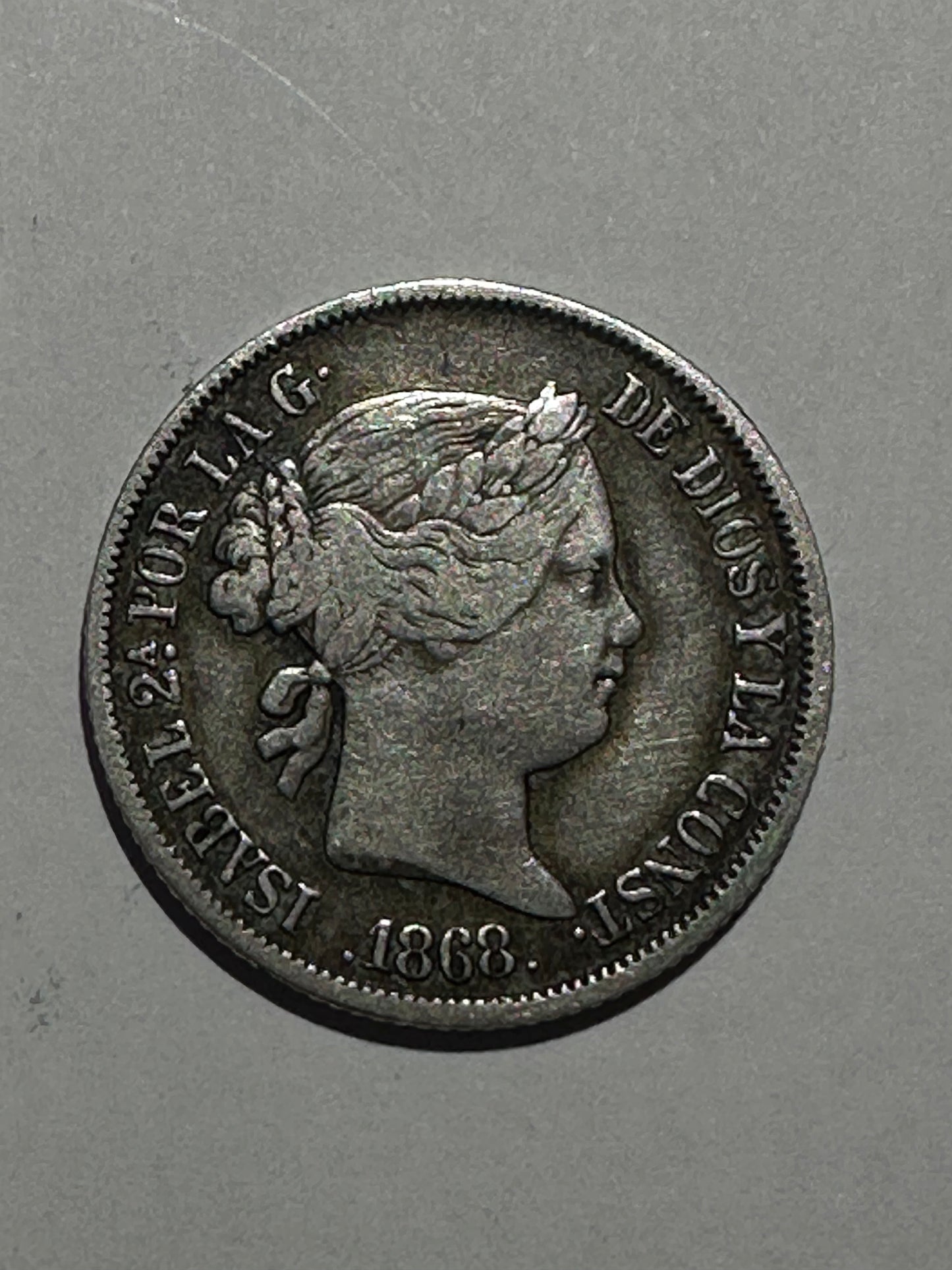 20 centavos Isabel II. 1868 Filipina