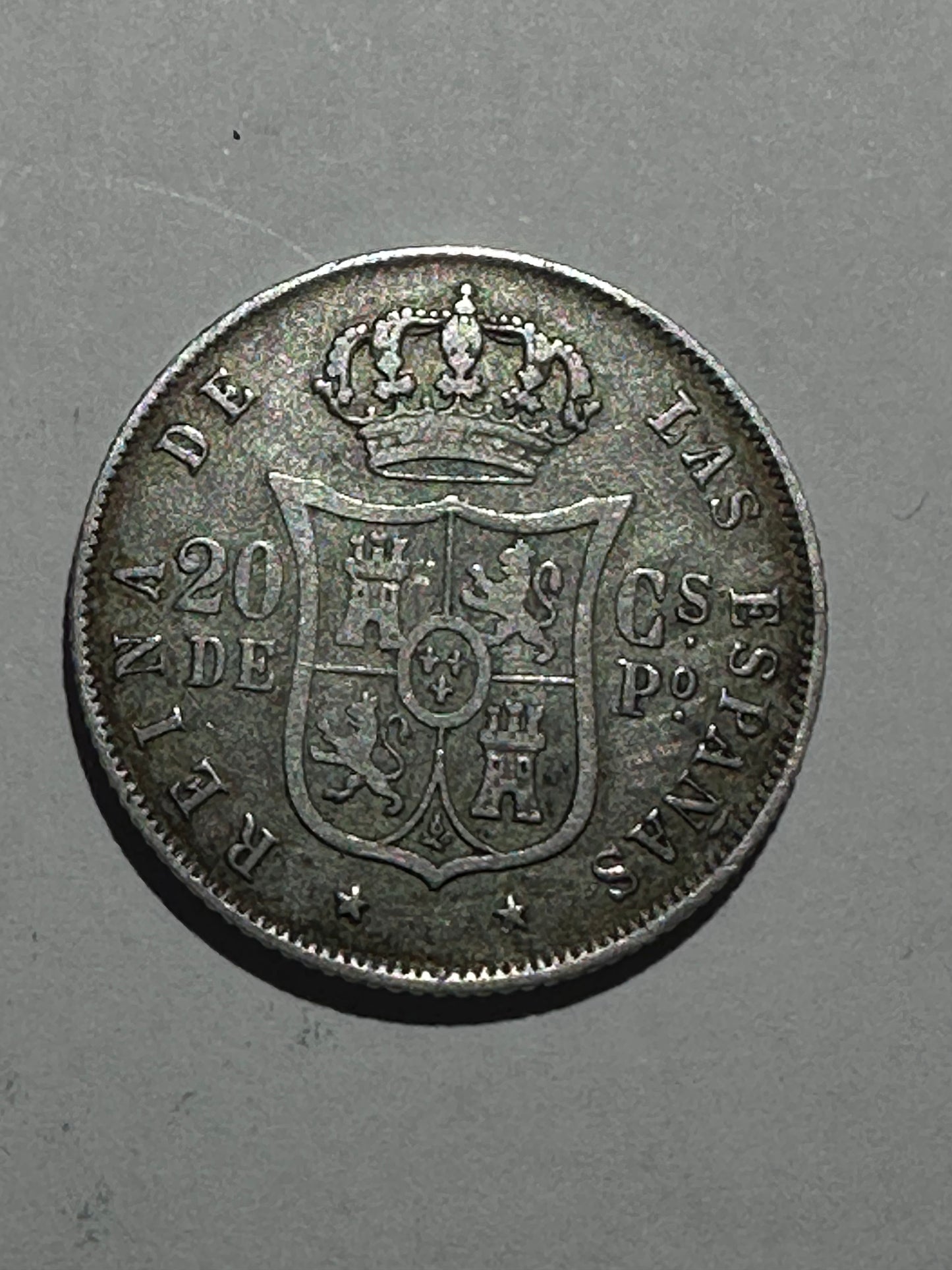 20 centavos Isabel II. 1868 Filipina