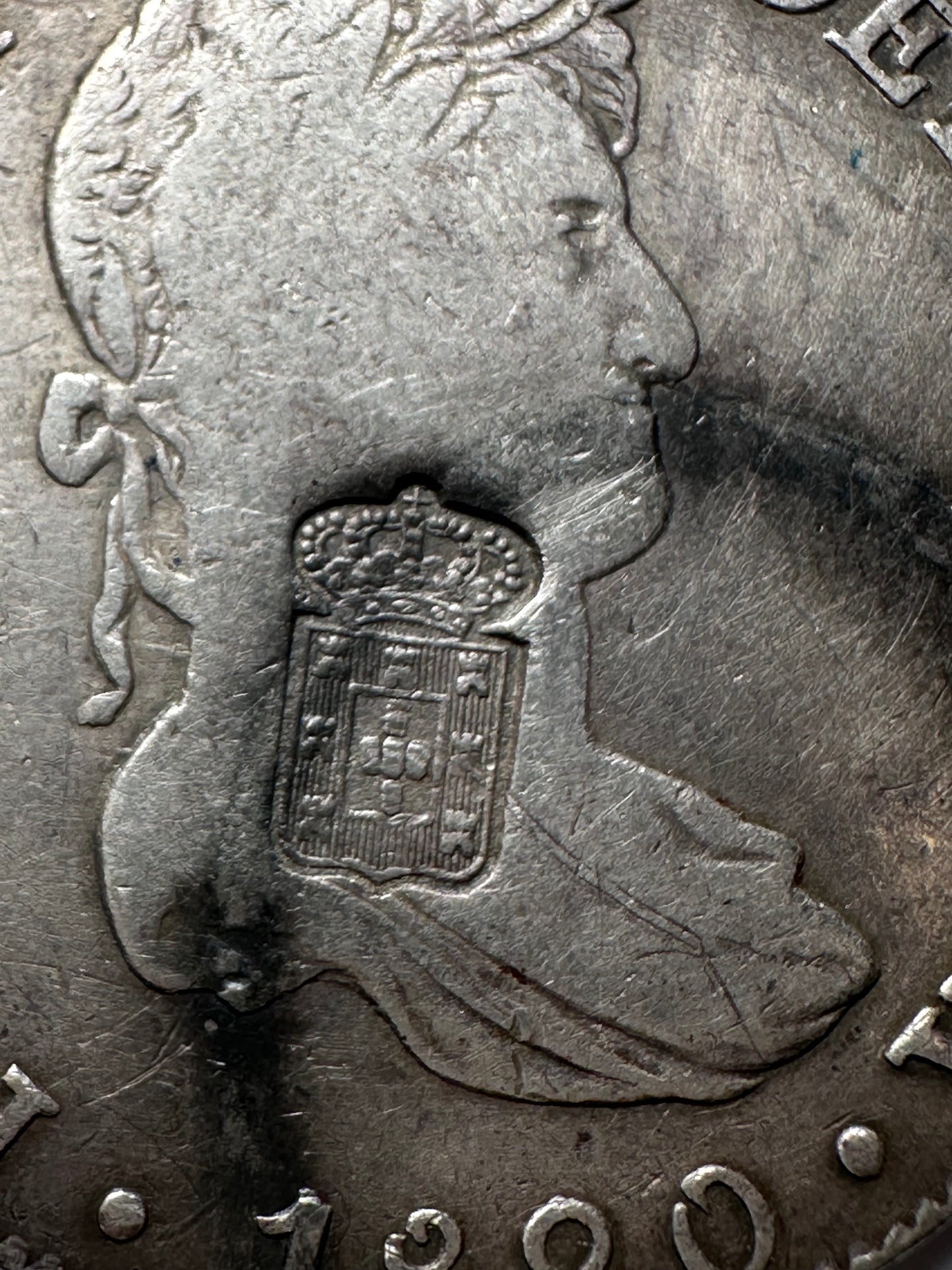 Resello Portugal 870 Réis sobre 8 Reales Fernando VII 1820