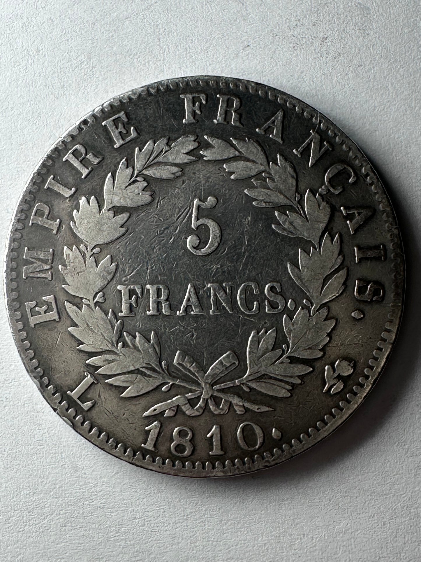 5 Francos Napoleon 1810 "L"  Izquierda Bayonne