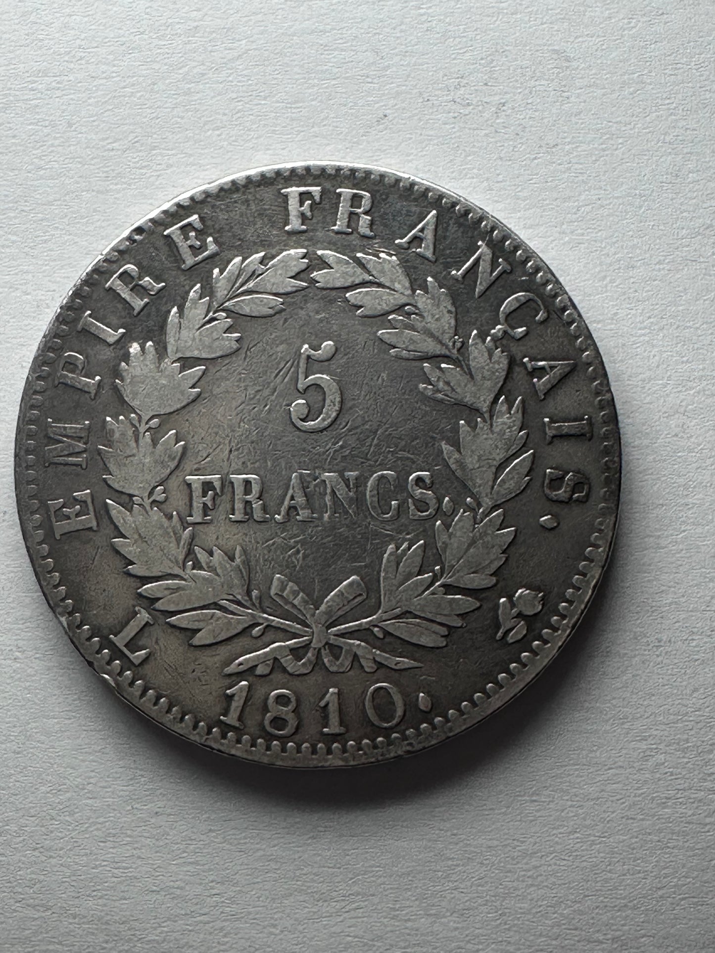 5 Francos Napoleon 1810 "L"  Izquierda Bayonne