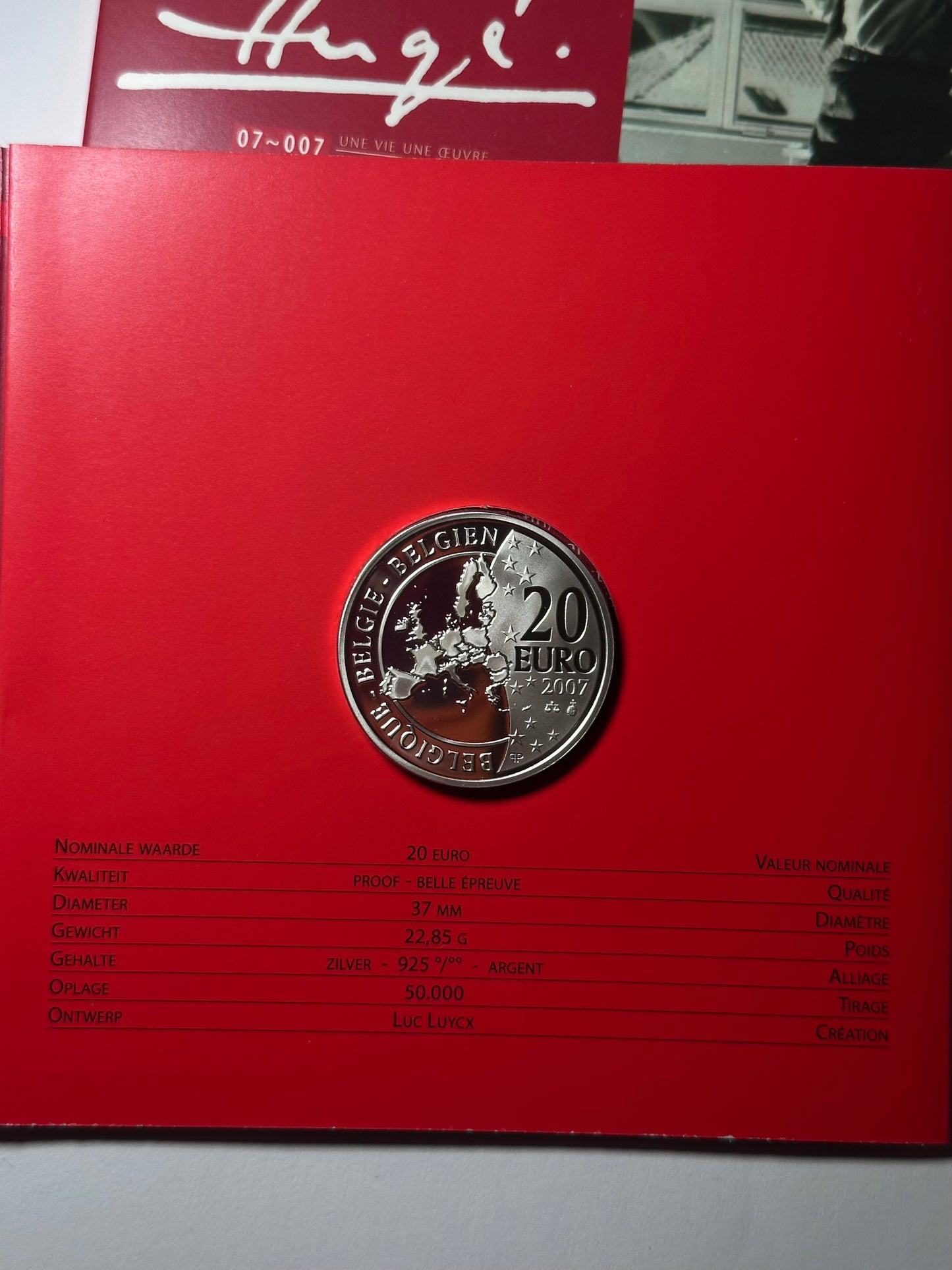 20 euros Belgica 2007 Hergé