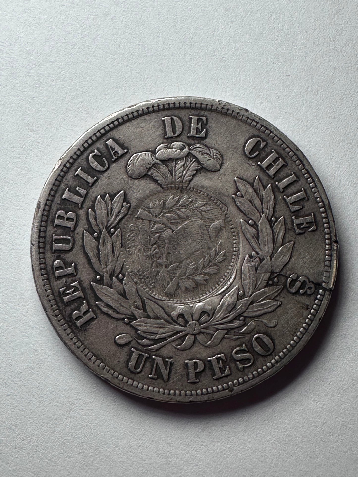 1 Peso Chile 1882 con Resello de Guatemala
