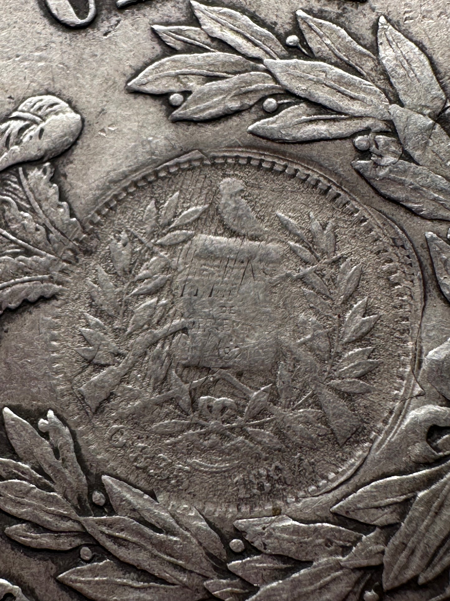 1 Peso Chile 1882 con Resello de Guatemala