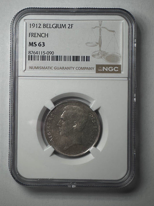 2 francs 1912 Belgique "French"