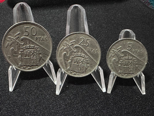 5, 25 y 50 pesetas Franco 1957 B.A