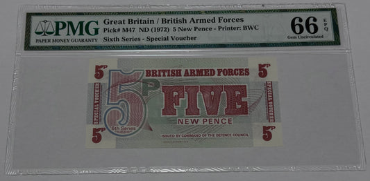 5 new pence British Armed Forces 1972