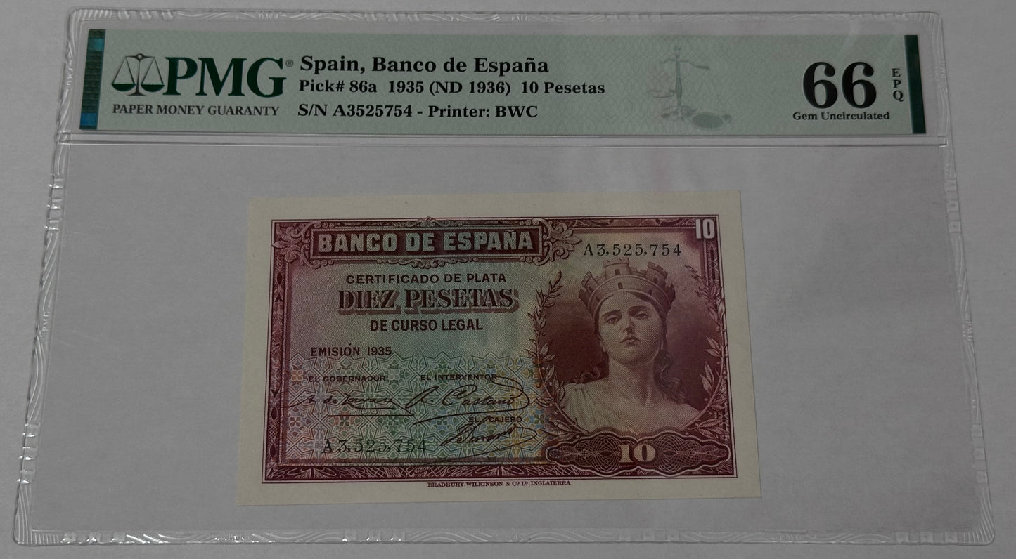 Billete de diez Pesetas 1935