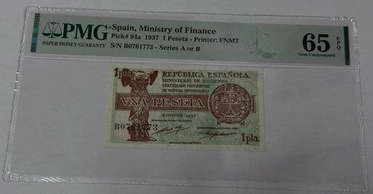 Billete de 1 Peseta República Española 1937