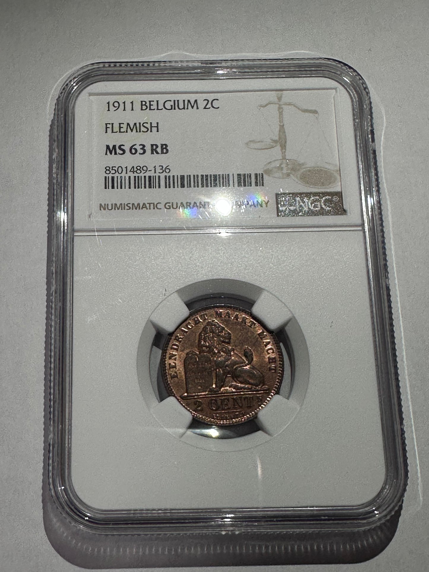 2 centimes 1911 Bélgica