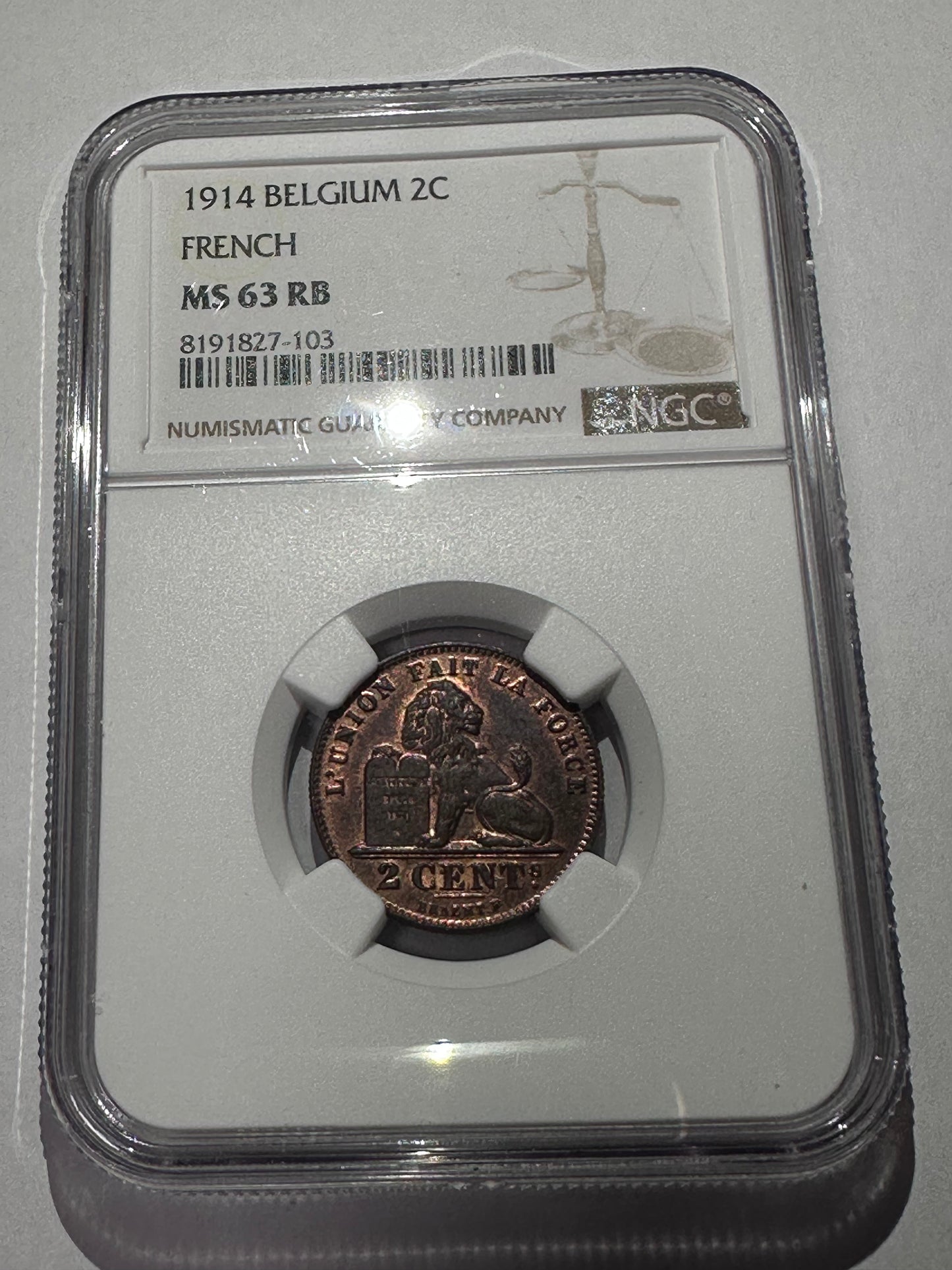 2 Centimes 1914 Bélgica