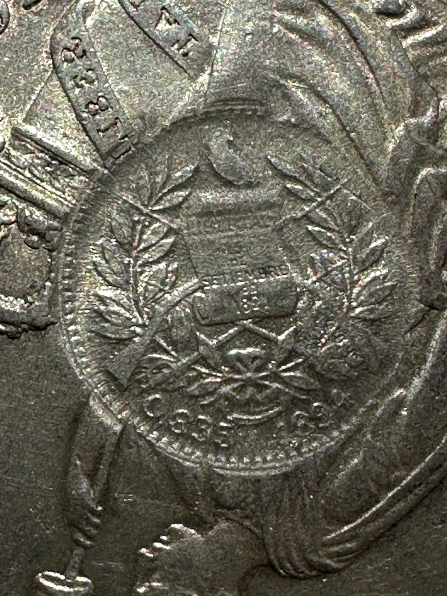 1 Sol Peru 1894 con resello de Guatemala 1/2 real 1894