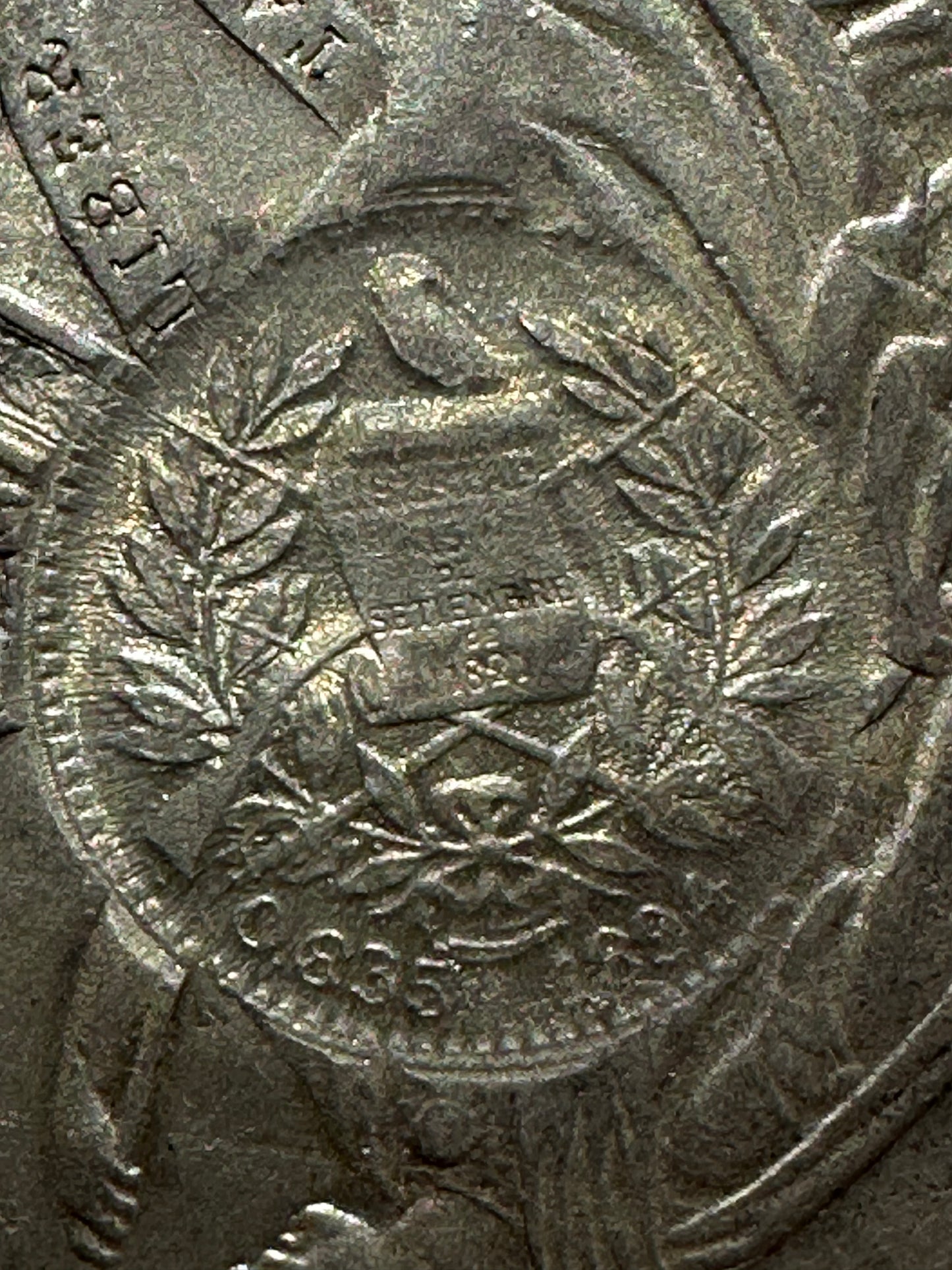 1 Sol Peru 1894 con resello de Guatemala 1/2 real 1894