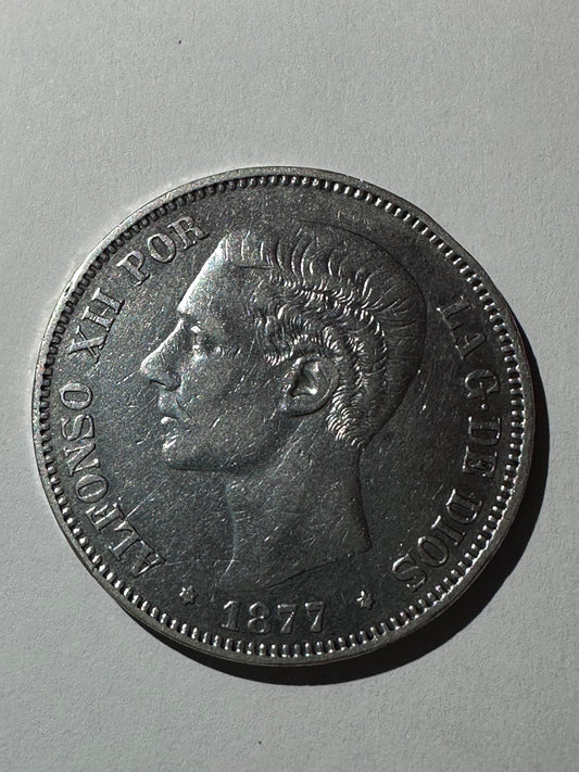5 Pesetas Alfonso XII 1877