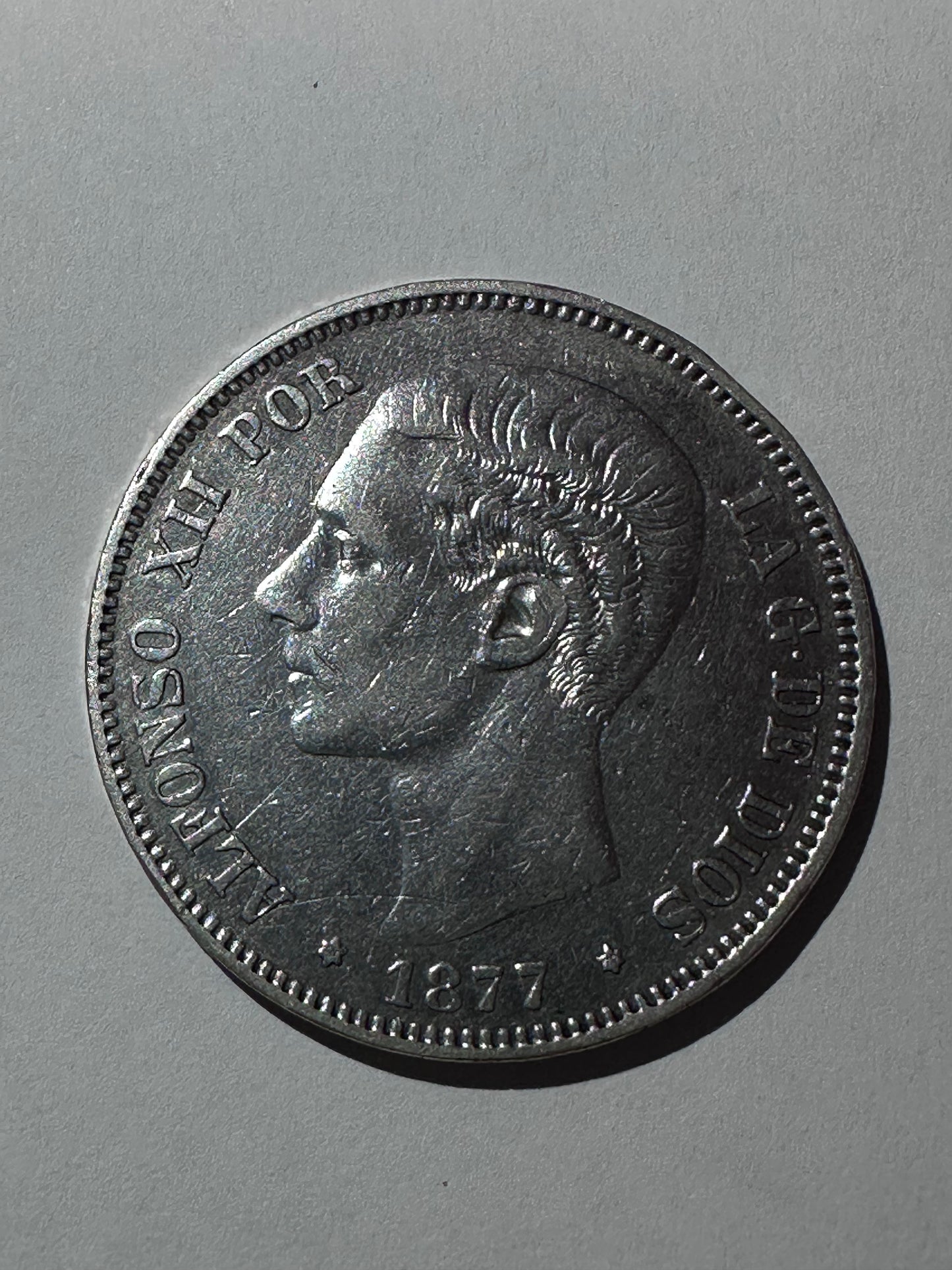5 Pesetas Alfonso XII 1877
