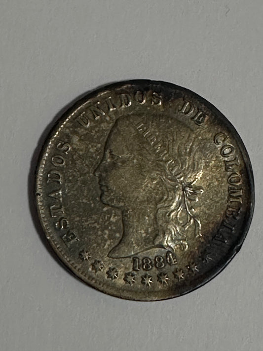 50 Centavos 1884 Colombia "Bogota"
