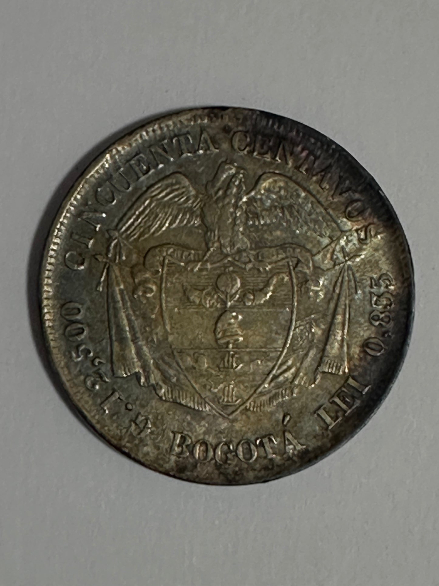 50 Centavos 1884 Colombia "Bogota"