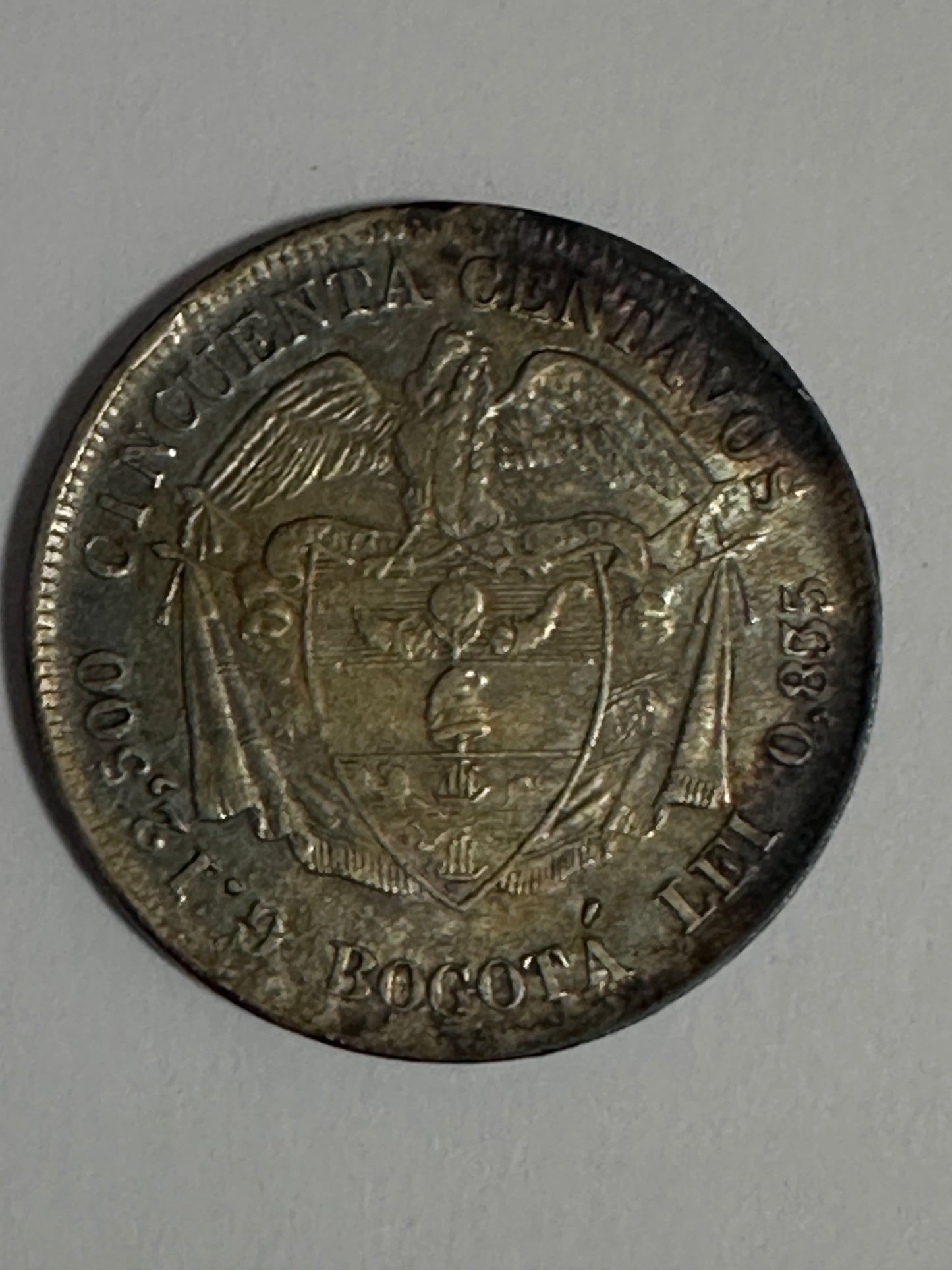 50 Centavos 1884 Colombia "Bogota"
